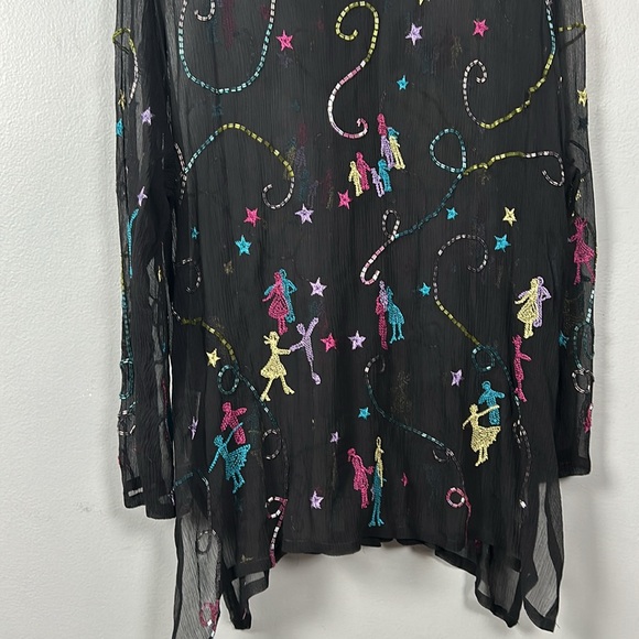 David Dart Women’s Black Sheer Button Up Shirt Sequin Detail - XL - Picture 14 of 15